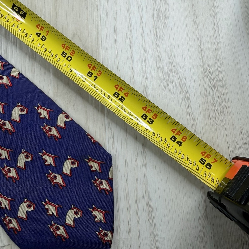 Vintage Hermes Paris Tie Silk 7444 Designer All Over Print Pattern Horse Face - Picture 8 of 8